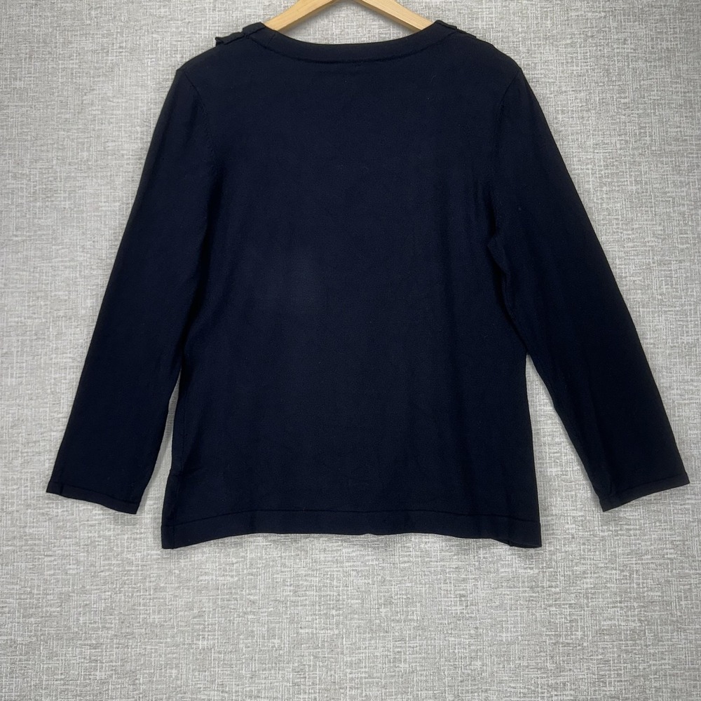Jones Wear Sweater Womens‎ Large Black Ruffle Neck Knit Pullover Long Sleeve - Picture 4 of 11